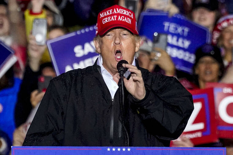ASSOCIATED PRESS
                                Former President Donald Trump speaks at a campaign rally in Greensburg, Pa., on May 6. A federal judge, today, dismissed Trump’s lawsuit against New York Attorney General Letitia James, allowing her civil investigation into his business practices to continue.