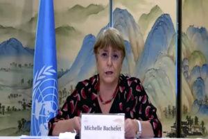 UN HIGH COMMISSIONER FOR HUMAN RIGHTS / AP
                                In this image made from online video, United Nations High Commissioner for Human Rights Michelle Bachelet speaks during an online press conference in Guangzhou in southern China’s Guangdong Province, Saturday.