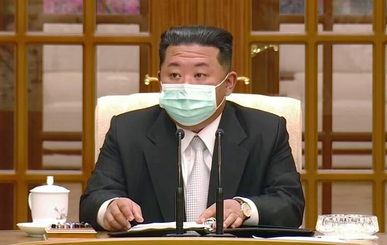 KRT VIA ASSOCIATED PRESS
                                North Korean leader Kim Jong Un wore a face mask on state television during a meeting acknowledging the country’s first case of COVID-19, Thursday, in Pyongyang, North Korea. North Korea said Friday six people died and nearly 190,000 are under quarantine following a rapid spread of fever across the nation in recent weeks, a day after it first acknowledged a COVID-19 outbreak in a largely unvaccinated population.