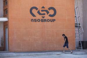ASSOCIATED PRESS / AUG. 24
                                A logo adorns a wall on a branch of the Israeli tech company NSO Group, near the southern Israeli town of Sapir.