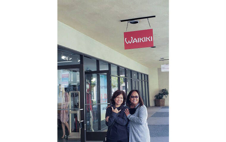 In February, ­Honolulu residents Tandy Carreon and Nan Alota spotted a Waikiki clothing store at the Las Americas Premium Outlets in San Diego. Photo by Renee Gamiao.