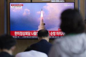 ASSOCIATED PRESS / MAY 25
                                People watch a TV screen showing a news program reporting about North Korea’s missile launch with file image, at a train station in Seoul, South Korea.