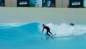 COURTESY JEFF CHUNG
                                Blenn Fujimoto, local Oahu surfer and executive vice president of Central Pacific Bank, took part in an intermediate surf session May 19 at Wave Park in Siheung city, South Korea.
