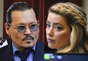 STEVE HELBER, POOL VIA AP
                                This combination of two separate photos shows actors Johnny Depp, left, and Amber Heard in the courtroom for closing arguments at the Fairfax County Circuit Courthouse in Fairfax, Va. Depp is suing Heard after she wrote an op-ed piece in The Washington Post in 2018 referring to herself as a “public figure representing domestic abuse.”