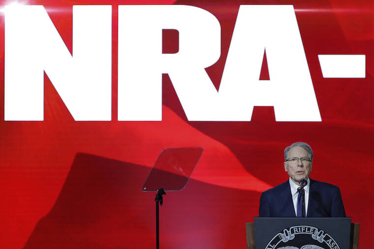 ASSOCIATED PRESS
                                National Rifle Association executive vice president Wayne LaPierre speaks during the Leadership Forum at the NRA-ILA Meeting at the George R. Brown Convention Center in Houston.