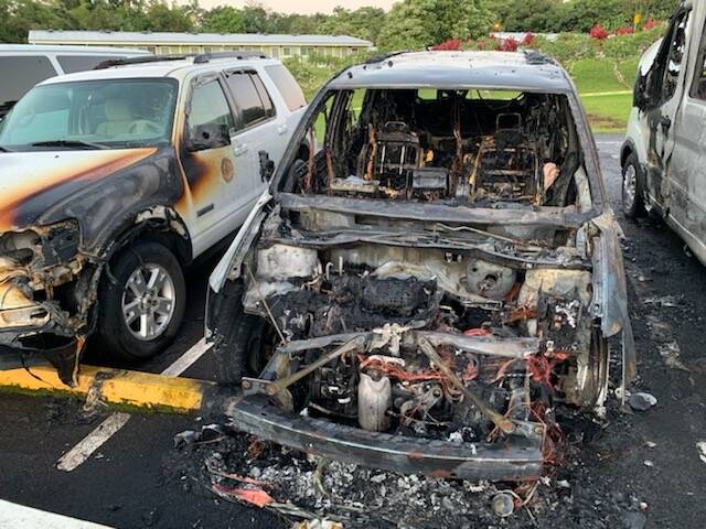 Hilo vandals set fire to 4 county vehicles used for kupuna services
