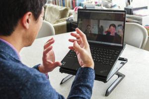 NEW YORK TIMES
                                Takahiro Harada, above, meets remotely with a client from his home in Tokyo. Harada took early retirement to start a personal coaching business.