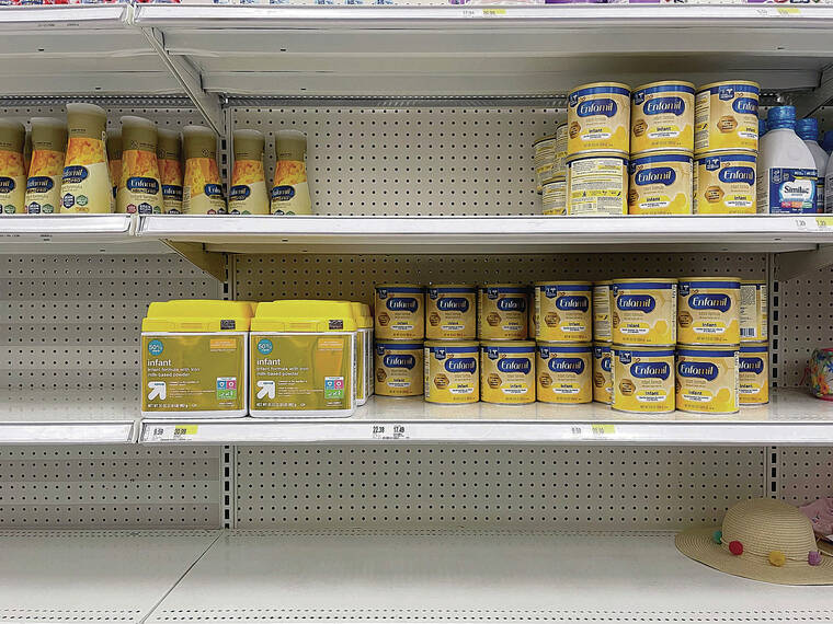 NINA WU / NWU@STARADVERTISER.COM 
                                A nationwide baby formula shortage has led to empty shelves at Hawaii stores, including this Target store in Kailua.