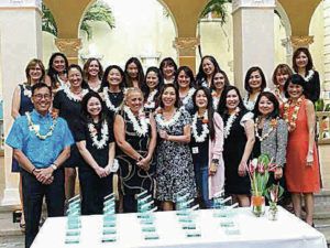 COURTESY CENTRAL PACIFIC BANK
                                “WE by Rising Tide” 2021 cohort participants and Central Pacific Bank executives at 2021’s graduation ceremony.