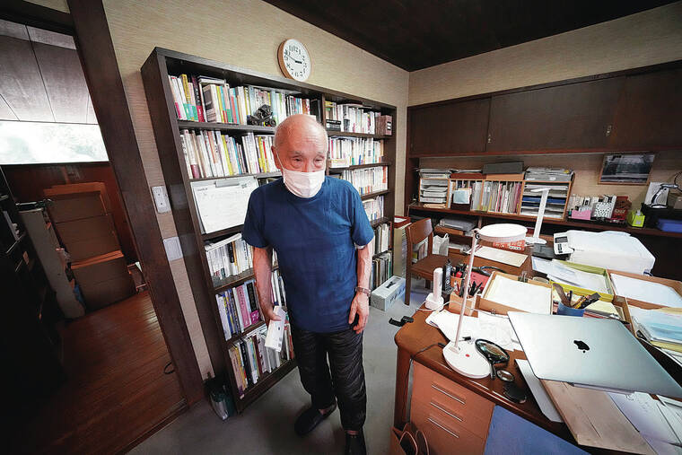 ASSOCIATED PRESS
                                A translator as well as a poet, Shuntaro Tani­kawa has translated Charles Schulz’s “Peanuts” strip since the 1970s. He’s also worked on stories by Maurice Sendak and Leo Leonni. He does his writing and translating at a huge desk in his Tokyo home.