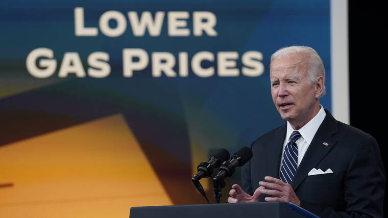 ASSOCIATED PRESS
                                President Joe Biden speaks about gas prices in the South Court Auditorium on the White House campus, today, in Washington.