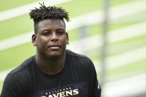 ASSOCIATED PRESS
                                Baltimore Ravens rookie linebacker Jaylon Ferguson walks off the field after an NFL rookie camp, in May 2019, in Owings Mills, Md. Ferguson has died at age 26, his agent confirmed today.