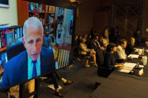 ASSOCIATED PRESS
                                Dr. Anthony Fauci, Director of the National Institute of Allergy and Infectious Diseases, testifies virtually during a Senate Health, Education, Labor, and Pensions Committee hearing to examine an update on the ongoing Federal response to COVID-19, today, on Capitol Hill in Washington.