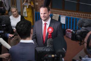 ASSOCIATED PRESS
                                Labour candidate Simon Lightwood speaks to media, after winning the Wakefield by-election, following the by-election count at Thornes Park Stadium in Wakefield, West Yorkshire on Friday.