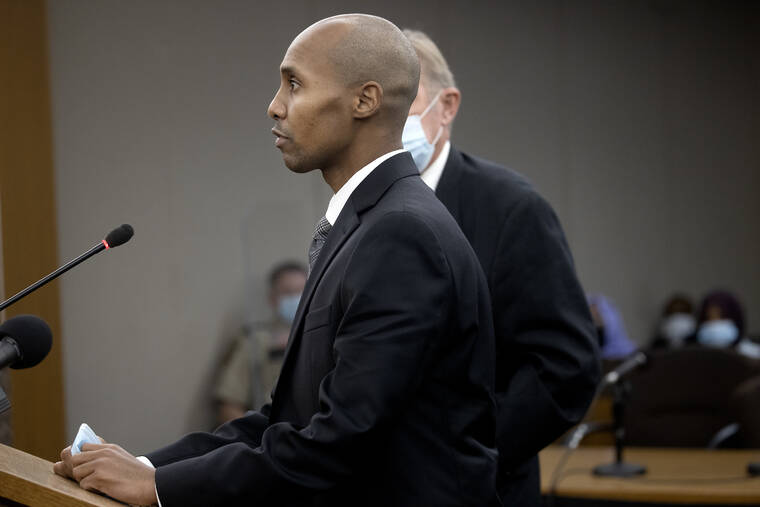ELIZABETH FLORES/STAR TRIBUNE VIA ASSOCIATED PRESS
                                Former Minneapolis police officer Mohamed Noor addresses Judge Kathryn Quaintance at the Hennepin County Government Center, in October 2021, in Minneapolis. Noor, who fatally shot a woman who called 911 to report a possible sexual assault behind her home in 2017, is scheduled to be released from incarceration on Monday.