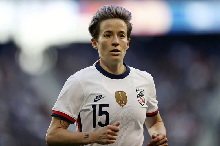 ASSOCIATED PRESS
                                U.S. forward Megan Rapinoe runs during the second half of a SheBelieves Cup soccer match against Spain on March 8, 2020, in Harrison, N.J.