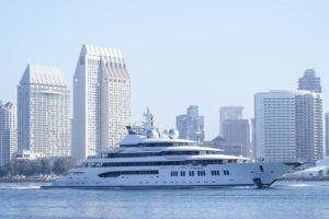 ASSOCIATED PRESS
                                The super yacht Amadea passes San Diego as it comes into the San Diego Bay, today, seen from Coronado, Calif. The $325 million superyacht seized by the United States from a sanctioned Russian oligarch arrived in San Diego Bay today.