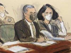ASSOCIATED PRESS
                                In this courtroom sketch, Ghislaine Maxwell, right, is seated beside her attorney, Christian Everdell, as they watch the prosecutor speak during her sentencing, today, in New York. Maxwell faces the likelihood of years in prison when she is sentenced for helping the wealthy financier Jeffrey Epstein sexually abuse underage girls.