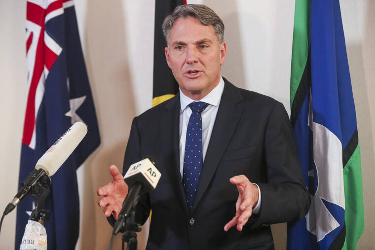 ASSOCIATED PRESS / JUNE 12
                                Australian Deputy Prime Minister and Defense Minister Richard Marles speaks during a press conference at the 19th International Institute for Strategic Studies (IISS) Shangri-la Dialogue, Asia’s annual defense and security forum, in Singapore.