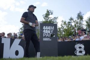 ASSOCIATED PRESS
                                Phil Mickelson of the United States waits to play his tee shot on the 16th hole during the final round of the inaugural LIV Golf Invitational at the Centurion Club in St. Albans, England, on June 11.