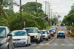 STAR-ADVERTISER
                                Traffic was heavy as the cars made their way to Sunset Beach from Haleiwa.