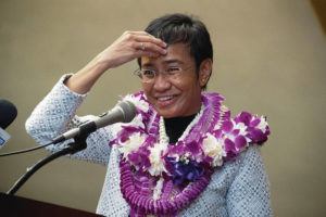 CRAIG T. KOJIMA/CKOJIMA@STARADVERTISER.COM
                                Maria Ressa, first Filipino who was awarded the Nobel Peace Prize in 2021 was given a Honorary Certificate Presentation by Hawaii lawmakers for her efforts to safeguard freedom of expression.