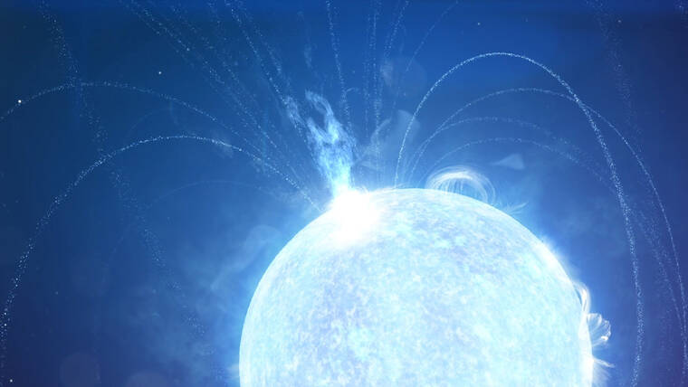 USRA/NASA/GODDARD SPACE FLIGHT CENTER VIA AP
                                This image from video animation provided by NASA in November 2020 depicts a powerful X-ray burst erupting from a magnetar – a supermagnetized version of a stellar remnant known as a neutron star.