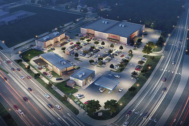 COURTESY KZ COS. LLC
                                The complex is expected to be completed in 2023. A rendering is shown above. The 45,737- square-foot community-based retail shopping center’s anchor tenants will include Longs Drugs, Chick-fil-A, Hele Gas and 7-Eleven.