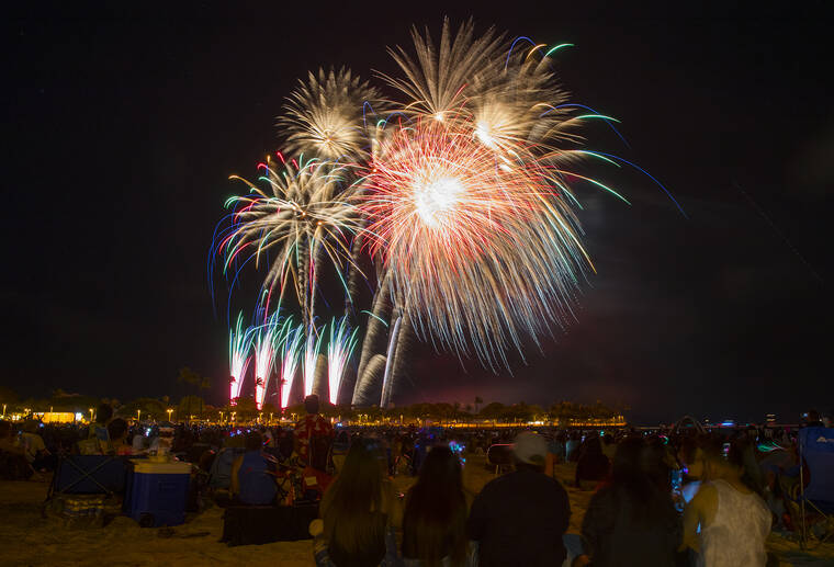 STAR-ADVERTISER
                                Ala Moana Regional Park was packed with spectators, in July 2018, watching the fireworks burst over Magic Island.
