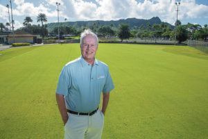 CRAIG T. KOJIMA/CKOJIMA@STARADVERTISER.COM
                                Mark Rolfing, on putting green, and Hawaii State Junior Golf Association turning Ala Wai GC driving range into a golf training center.