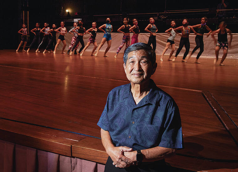 CINDY ELLEN RUSSELL / CRUSSELL@STARADVERTISER.COM
                                The Pearl City Cultural Center is being renamed for Michael Nakasone with a big concert and ceremony there Saturday. Nakasone sat in the auditorium of the center Thursday as dancers from Drill Team Hawaii rehearsed.