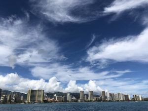 STAR-ADVERTISER FILE
                                The Waikiki hotel skyline, as seen in August 2019. Prosecutors have charged a 31-year-old woman after she allegedly assaulted her ex-boyfriend with a knife in Waikiki.