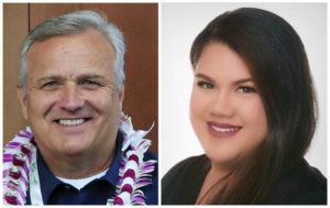 STAR-ADVERTISER AND COURTESY PHOTO
                                Hawaii Restaurant Association president Greg Maples and Altres Staffing branch manager Alexarae Kam.
