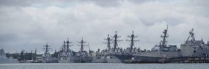 CINDY ELLEN RUSSELL / JULY 8
                                International warships here for the Rim of the Pacific naval exercise dock in the harbor at Joint Base Pearl Harbor–Hickam earlier this month.