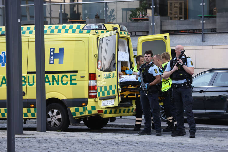 OLAFUR STEINAR GESTSSON /RITZAU SCANPIX VIA AP
                                An ambulance and armed police outside the Field’s shopping center, in Orestad, Copenhagen, Denmark, after reports of shots fired.