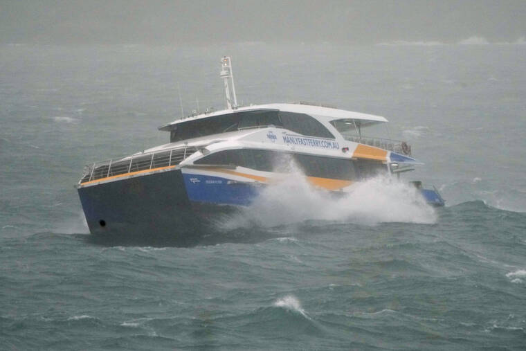 ASSOCIATED PRESS
                                The Manly Ferry makes its way through heavy swells across Sydney Harbour, Australia. A severe weather warning for heavy rainfall and strong winds has been issued for Sydney, as parts of NSW have received more than their monthly average rainfall within hours this weekend.