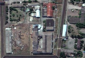 SATELLITE IMAGE ©2022 MAXAR TECHNOLOGIES VIA AP
                                A view of the Olenivka detention center, in Eastern Donetsk province, after an attack on the prison reportedly killed Ukrainian soldiers captured in May after the fall of Mariupol, a Black Sea port city where troops and the Azov Regiment of the national guard famously held out against a months-long Russian siege. Separatist authorities and Russian officials said the attack killed 53 Ukrainian POWs and wounded another 75.