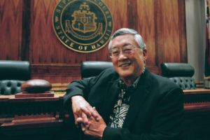 STAR-ADVERTISER / 2010
                                Retired, Hawaii Supreme Court Chief Justice Ronald Moon is shown in the Hawaii Supreme Court’s room after an interview. Moon died Monday at age 81.