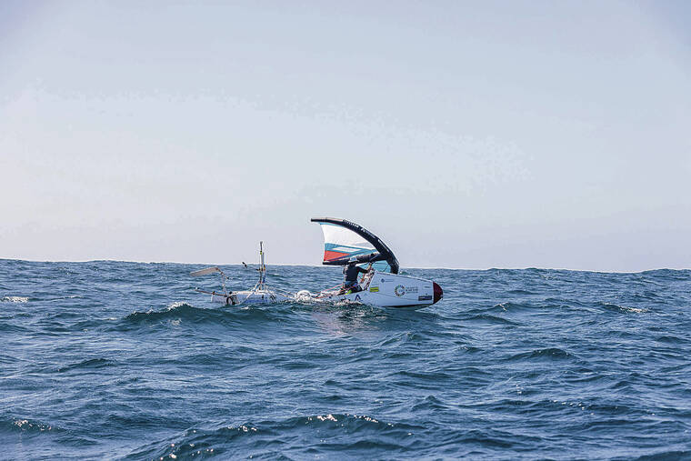 COURTESY QUIN O’HARA
                                Chris Bertish sailed to Oahu from southern California on a wind-powered hydrofoil.