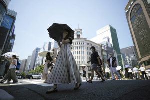 ASSOCIATED PRESS / JUNE 28
                                People walk over a pedestrian crossing under an intense sun in Tokyo.