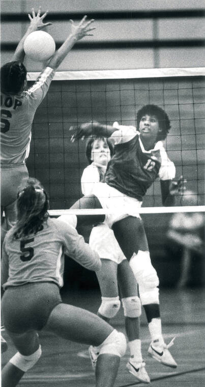 STAR-ADVERTISER FILE
                                Deitre Collins had 80 solo blocks in 1983 — still a UH single-season record — and remains in the program’s top 10 in kills per set, hitting percentage and total blocks.