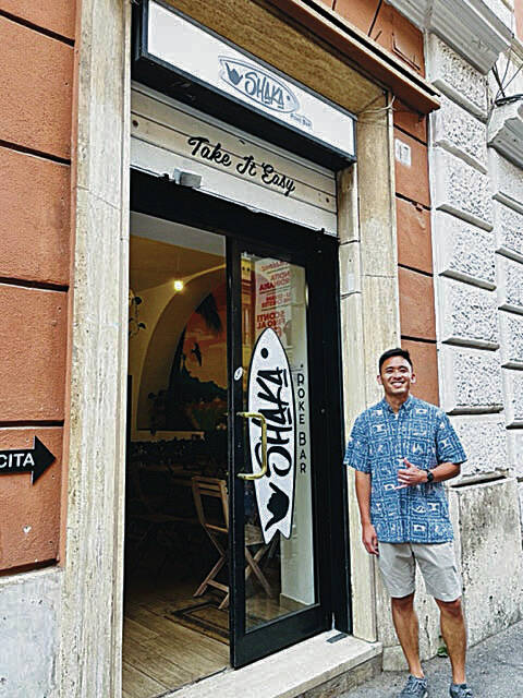 While on a trip to Italy in May, Honolulu resident Ryan Lau discovered the Shaka Poke Bar in Rome. Photo by Connie Huang.