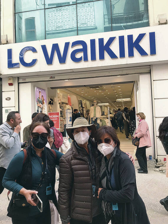 In April, Lori Kamemoto, Joanne Lim and Grace Kam of Honolulu spotted an LC Waikiki clothing store in Istanbul. Photo by Winnie Wong.