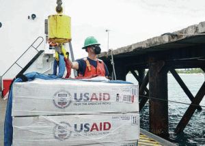 USCG
                                Potable water and other supplies were 
offloaded Tuesday from the U.S. Coast Guard cutter Juniper in 
Kiritimati 
Island, Kiribati.
