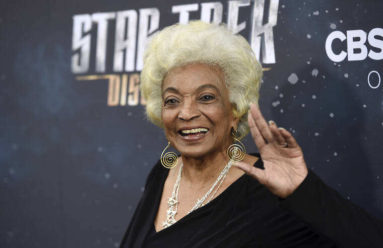CHRIS PIZZELLO/INVISION/AP / 2017
                                Original “Star Trek” cast member Nichelle Nichols poses at the premiere of the new television series “Star Trek: Discovery” in Los Angeles.