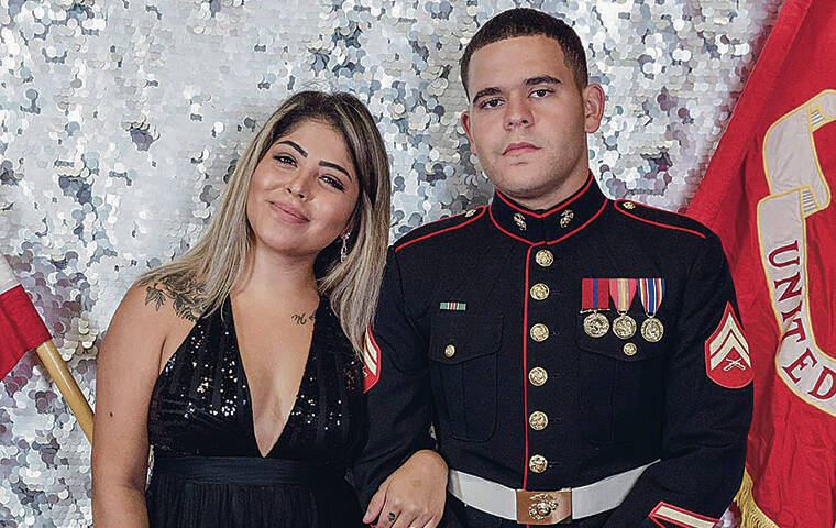 COURTESY PHOTO
                                U.S. Marine Bryant Tejada Castillo, 29, with wife Dana Alotaibi, 27.