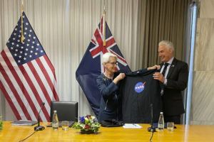 ASSOCIATED PRESS
                                U.S. Deputy Secretary of State Wendy Sherman, left, hands New Zealand Economic and Regional Development Minister Stuart Nash a NASA t-shirt, Tuesday, during an agreement-signing event in Wellington, New Zealand. The United States is doubling down on its investment in the Pacific, said Sherman on Tuesday as she concluded a five-nation visit to the region.