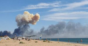 Large explosions rock Russian military air base in Crimea