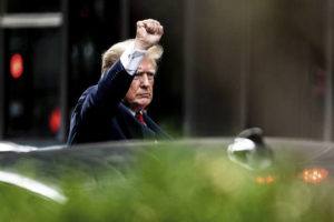 ASSOCIATED PRESS
                                Former President Donald Trump gestures as he departs Trump Tower, today, in New York, on his way to the New York attorney general’s office for a deposition in a civil investigation.