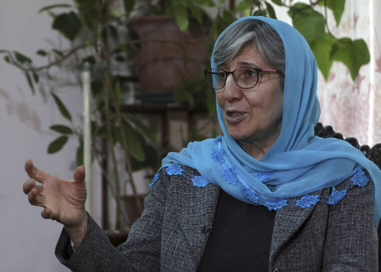 ASSOCIATED PRESS / 2021
                                Sima Samar, a prominent activist and physician, who has been fighting for women’s rights in Afghanistan for the past 40 years, speaks during an interview at her house in Kabul, Afghanistan, on March 6, 2021, six months before the Taliban takeover of her country.